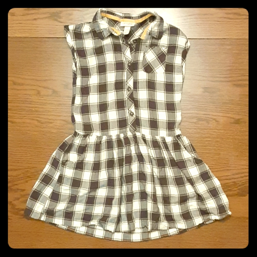 Cat & Jack Girls Checked Sleeveless Tunic Top 6 6X